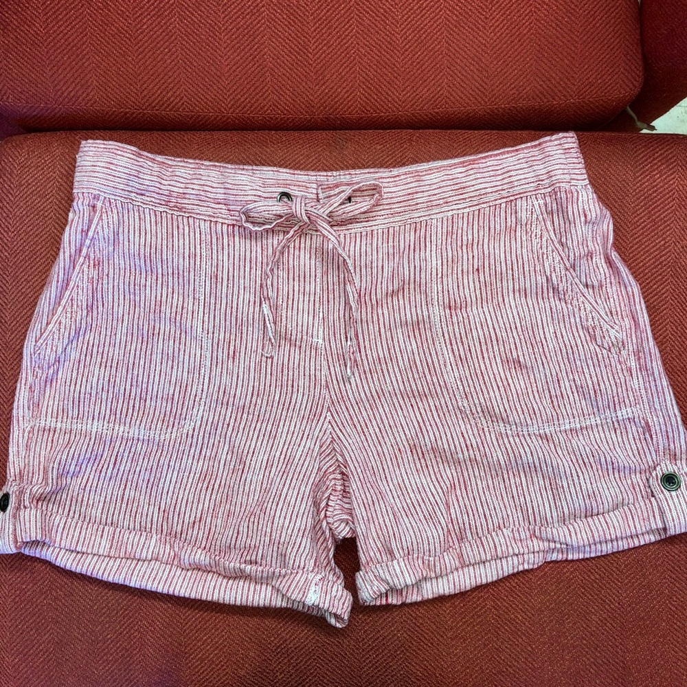 D1 Per Se Red Ticking Rolled Cuff Shorts Lg